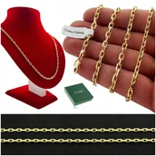 Naszyjniki męskie - ZŁOTY GRUBY ŁAŃCUSZEK DAMSKI POZŁACANY SREBRO 925 ANKIER 60cm 3,5mm+Y - Golden Celebrity - miniaturka - grafika 1