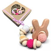 Gryzaki dla dzieci - GRYZACZEK DLA DZIECKA SENSORYCZNY EKO GRYZAK Z GRZECHOTKĄ DLA DZIEWCZYNKI - miniaturka - grafika 1