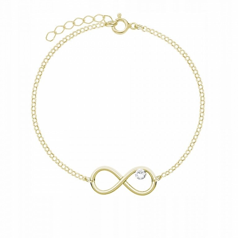 Bransoletka Złota Nieskończoność Łańcuszek 925 Dzień Matki ŻYCZENIA GRATIS