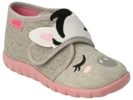 Buty dla dziewczynek - Kapcie dziecięce szare Befado 465P082 dziewczęce do przedszkola na rzep-25 - miniaturka - grafika 1