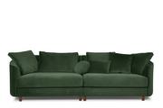 Sofy i kanapy - Duża sofa welurowa na drewnianych nóżkach butelkowa zieleń JUNI - miniaturka - grafika 1