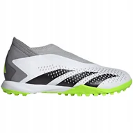 Piłka nożna - Buty piłkarskie adidas Predator Accuracy.3 Laceless TF biało-szare GY9999 4 - miniaturka - grafika 1