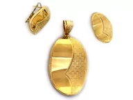 Zestawy biżuterii dla kobiet - Złoty komplet biżuterii 585 diamentowane migdały 6.53g - miniaturka - grafika 1