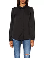 Bluzki damskie - Vila Damska bluzka Viellette Satin L/S Shirt/Su-Noos, Czarny, 40 - miniaturka - grafika 1
