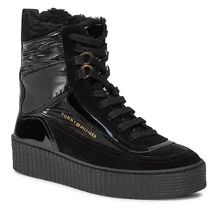 Botki Tommy Hilfiger Patent Laceup City Snow Boot FW0FW07841 Black BDS - Botki damskie - miniaturka - grafika 1