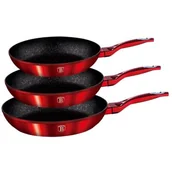 Zestawy garnków i patelni - Berlinger Haus 3-częściowy zestaw patelni z kolekcji Burgundy Metallic Touch Line - miniaturka - grafika 1