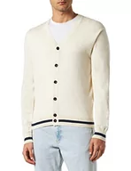 Swetry męskie - Hackett London Męski bawełniany jedwabny sweter kardigan, biały, XS - miniaturka - grafika 1