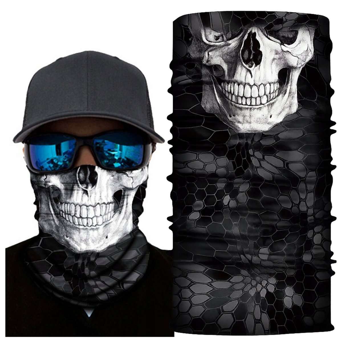 KOMINIARKA KOMIN BANDANA CHUSTA Maska Wielofunkcyjna Czaszka Ciepła 45x25cm