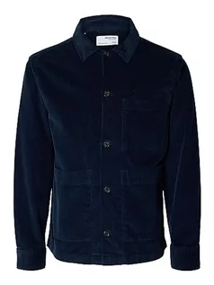 Koszule męskie - SELETED HOMME Męska koszula sztruksowa Slhloosetony-Cord Overshirt Noos, niebieski, XL - grafika 1