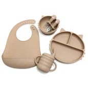 Zestawy naczyń dla dzieci - Zestaw Naczyń Silikonowych Kotek [Kolor Jasnoróżowy] - miniaturka - grafika 1