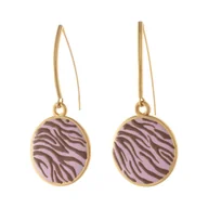 Kolczyki - Kolczyki różowe plasterki w czekoladową zeberkę (P25/LAT/134AU) - miniaturka - grafika 1