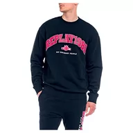 Bluzy męskie - Replay Bluza męska ze 100% bawełny, 085 niebieski, S - miniaturka - grafika 1