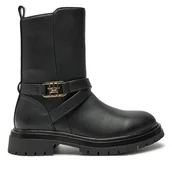 Buty dla dziewczynek - Botki Tommy Hilfiger T3A5-33574-1351 M Czarny - miniaturka - grafika 1