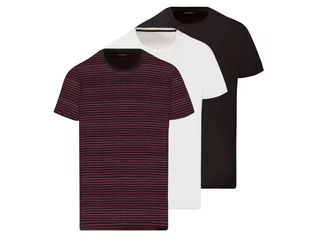 Koszulki męskie - LIVERGY LIVERGY T-shirt męski z bawełną, 3 sztuki (M (48/50), Biały/ czarny/ w paski/ czerwony) - grafika 1