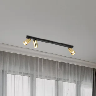 Reflektor sufitowy Hero, czarny/złoty, 3-punktowa, 70 cm, metal Hero Milagro Lighting, możliwość ściemniania, czarny, salon / jadalnia, aluminium, nowoczesny - Lampy sufitowe - miniaturka - grafika 1