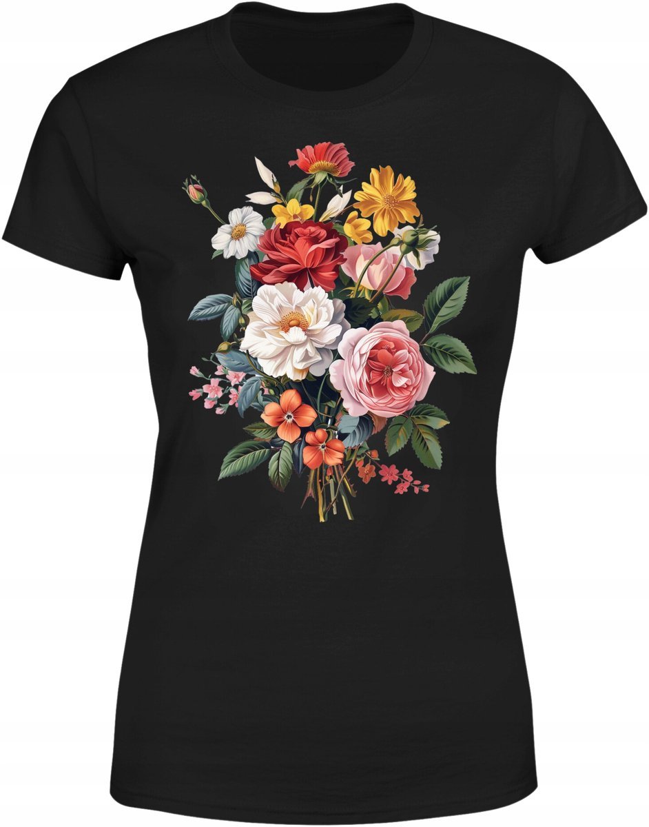Koszulka damska kwiatowa z pięknym bukietem kwiatów T-shirt damski
