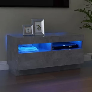 vidaXL Lumarko Szafka pod TV z oświetleniem LED, szarość betonu, 80x35x40 cm 804449 - Szafki RTV - miniaturka - grafika 1