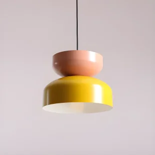 Lampa wisząca Tula w designerskim stylu z kloszem w kolorze żółto-różowym - Oprawy, klosze i abażury - miniaturka - grafika 1