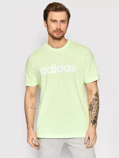 Koszulki męskie - Adidas T-Shirt Essentials Embroidered Linear Logo HE1825 Zielony Regular Fit - grafika 1