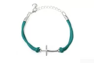 Bransoletki - Miętowa Bransoletka Z Krzyżykiem Srebrny - miniaturka - grafika 1