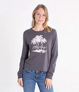 Koszule damskie - Hurley Damska koszula W Scriptor Palms Perf Ls Tee szary szary XS 3HCZ8829 - grafika 1