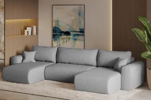 Sofa w kształcie U CAPRI narożnik tkanina Neve jasnoszary - Narożniki - miniaturka - grafika 1