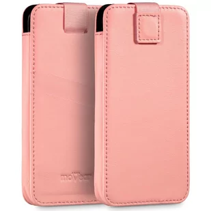 moVear pocketCase C+ skórzana wsuwka do Smartfon rozmiar L (ok 162 x 80 x 9mm) | Skóra naturalna nappa (Różowa) - Etui i futerały do telefonów - miniaturka - grafika 1