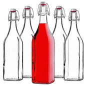 Domowy wyrób alkoholu - BUTELKA SZKLANA BUTELKI SZKLANE 1L 1000 ml NA NALEWKI WINO 5 szt Z KORKIEM - miniaturka - grafika 1