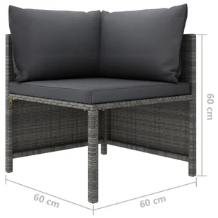 2-częściowa sofa ogrodowa z poduszkami, szara, polirattan - Sofy ogrodowe - miniaturka - grafika 7