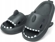 Skarpetki dla dzieci - GRUBE KLAPKI NA BASEN REKINY ANTYPOŚLIZGOWE KAPCIE SHARK CZARNE 36-37 - miniaturka - grafika 1