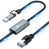 Kable miedziane - KABEL SIECIOWY 2M ETHERNET 2W1 USB-C USB-A DO PRZEWÓD LAN RJ45 2,5 Gb/s - miniaturka - grafika 1