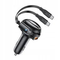 Ładowarki samochodowe - Ładowarka Acefast Ładowarka Acefast B13 samochodowa 53W USB-A / 2 kable rozwijane USB-C - czarna - miniaturka - grafika 1