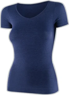 Brubeck SS1398W Koszulka damska z krótkim rękawem COMFORT MERINO granatowy M - Koszulki sportowe damskie - miniaturka - grafika 1