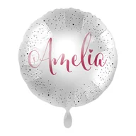 Balony i akcesoria - Balon imienny foliowy Amelia okrągły pakowany 43 cm - miniaturka - grafika 1