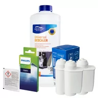 Akcesoria i części do ekspresów do kawy - Zestaw Philips - Filtr Philips Intenza+ CA6702 3szt, Uniwersalny Odkamieniacz Aqualogis 1L, Philips CA6705/10 Środek do Obiegu Mleka - miniaturka - grafika 1