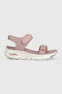 Sandały damskie - Skechers sandały damskie kolor różowy - grafika 1