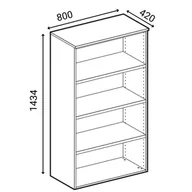 Szafy biurowe - Szafa biurowa kombinowana PRIMO GRAY, drzwi przesuwne na 2 poziomach, 1434 x 800 x 420 mm, szary/wiśnia - miniaturka - grafika 1