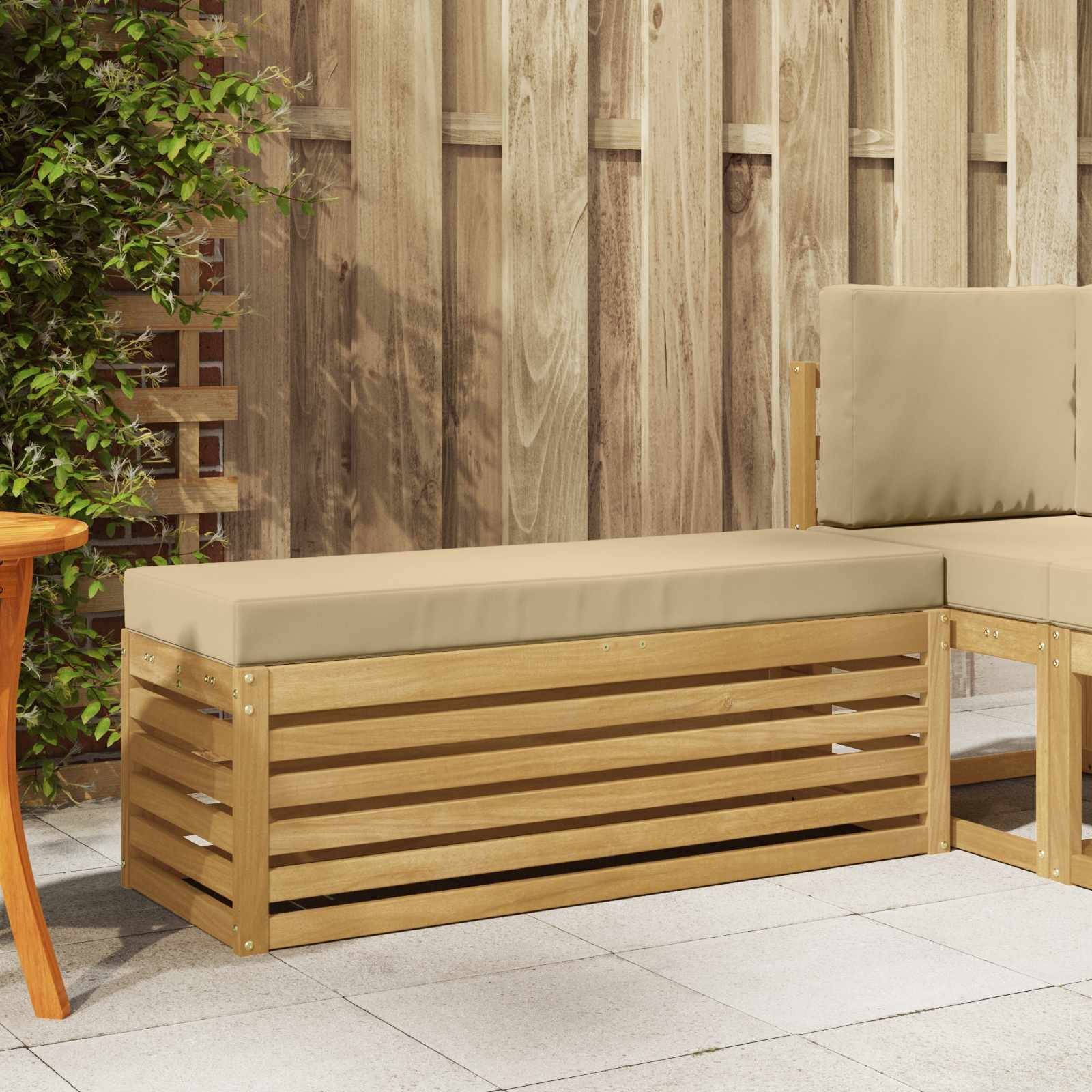 vidaXL Stołek Ławka na Zewnątrz z poduszką Biały 115 x 43 x 45 cm