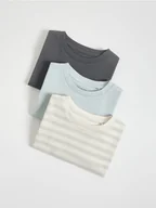 Bluzki dla niemowląt - Reserved - Bawełniany longsleeve 3 pack - złamana biel - miniaturka - grafika 1