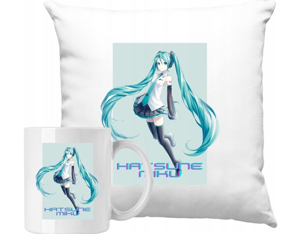 ZESTAW PODUSZKA + KUBEK Hatsune Miku Pomysł Na Prezent + IMIĘ #2