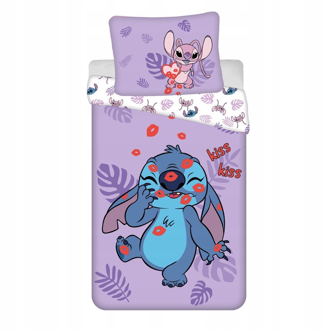 Lilo i Stitch Pościel 140x200 70x90 Fioletowa Kiss Bajkowy Motyw
