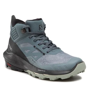 Trekkingi Salomon - Outpulse Mid Gtx W GORE-TEX 415937 20 V0 Stormy Weather/Black/Wrought Iron - Buty trekkingowe damskie - miniaturka - grafika 1
