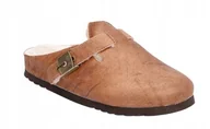Klapki i japonki damskie - SCHOLL KLAPKI DAMSKIE OCIEPLANE BRĄZOWE SKÓRZANE 40 CWQ - miniaturka - grafika 1