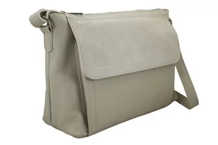 Torebka skórzana z zamszową klapką - Beżowa jasna - Torebki damskie Torebka skórzana z zamszową klapką - Beżowa jasna - Torebki damskie - miniaturka - grafika 2