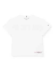 Tommy Hilfiger Koszulka dziewczęca Tommy metaliczna folia S/S t-shirt, biała, 92 - Koszulki dla dziewczynek - miniaturka - grafika 1