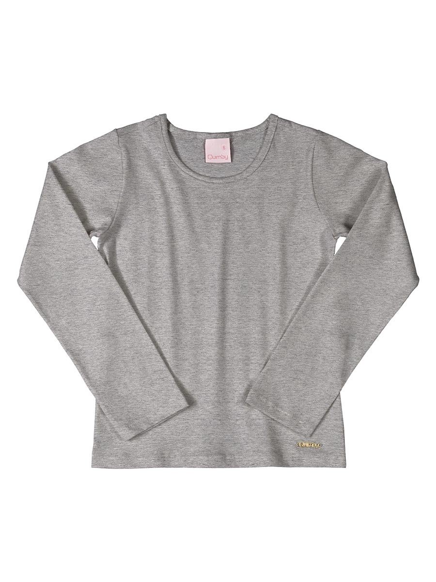 Bluzka dziewczęca z długim rękawem, szara, Quimby r.152