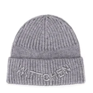 Czapki damskie - Czapka zimowa z haftowanym logo szara - miniaturka - grafika 1