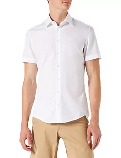 Seidensticker Męska koszula formalna koszula biznesowa slim fit krótki rękaw kołnierz Kent nie wymaga prasowania, Biały (biały 01), 36 - Koszule męskie - miniaturka - grafika 1
