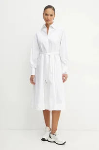 Karl Lagerfeld sukienka bawełniana kolor biały midi prosta A1W13018 - Sukienki - miniaturka - grafika 1