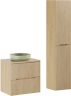 Meble łazienkowe - Zestaw meblowy 60cm z blatem, umywalką nablatową River i szafką wysoką - miniaturka - grafika 1